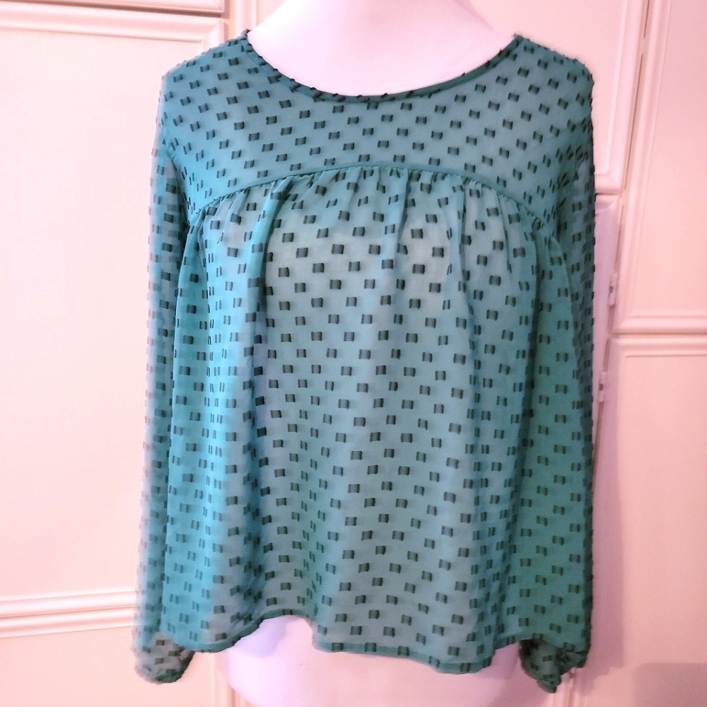 Merona Dark Emerald Green Sheer Top
